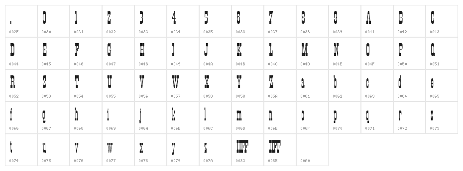 HFF Xmas Hoedown Character Map