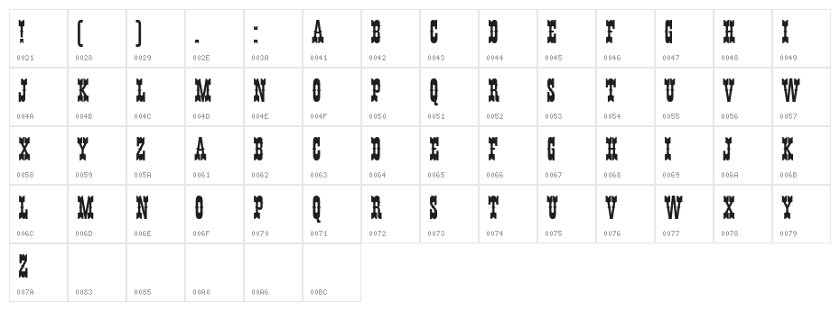 HFF Young Wanna Plain Character Map
