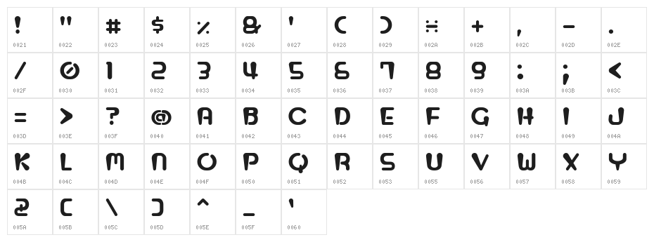 HGL OrangeLigh Character Map