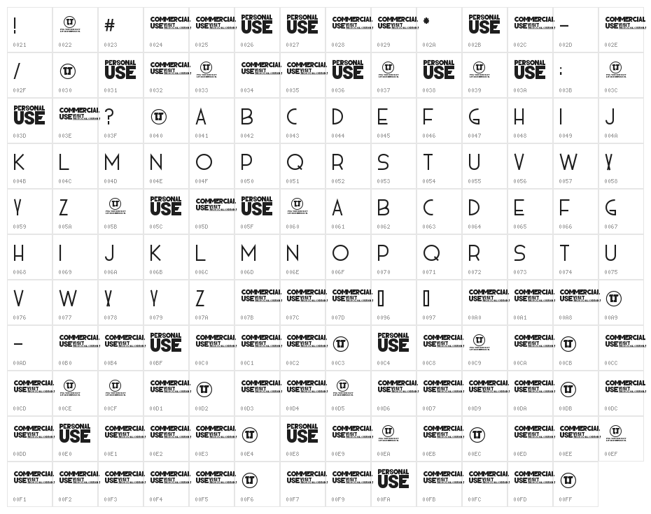 HIELO Semi-bold Character Map