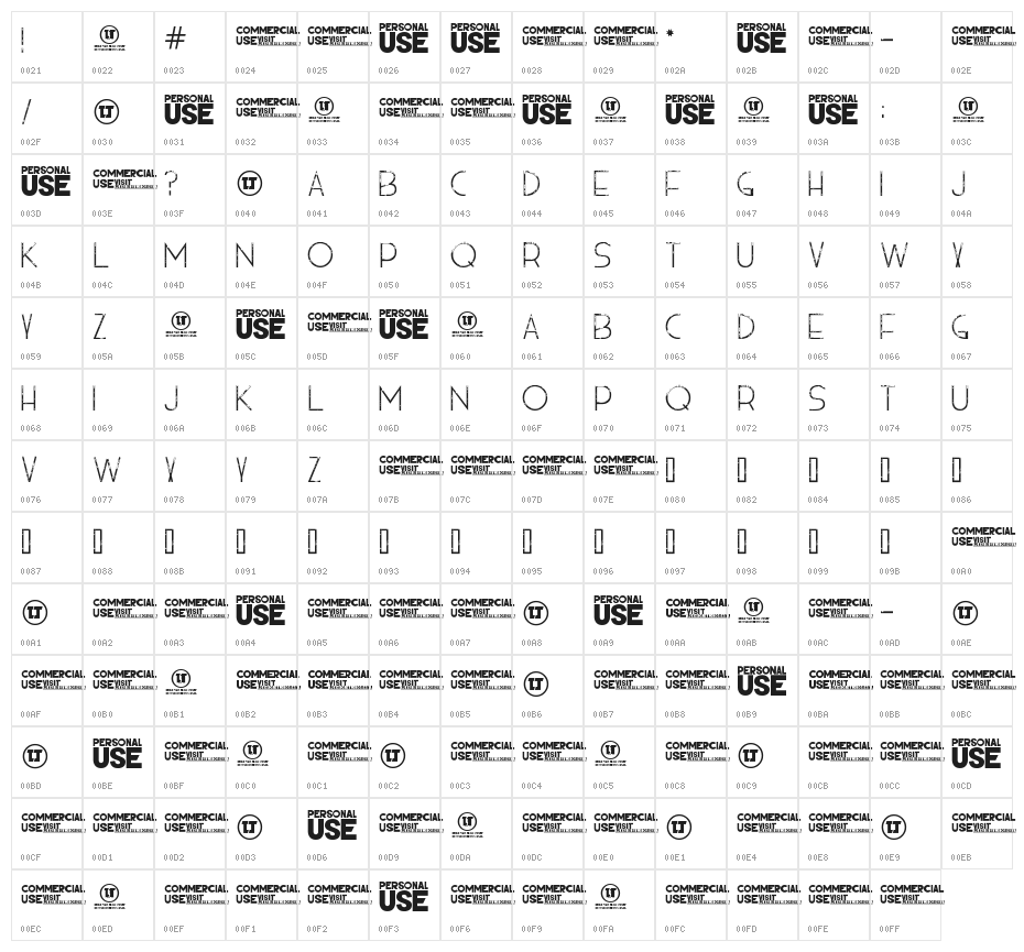 HIELO ice Character Map
