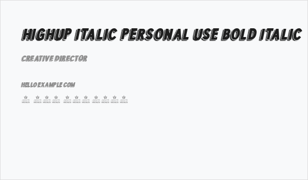 HIGHUP ITALIC PERSONAL USE Bold Italic Business Card