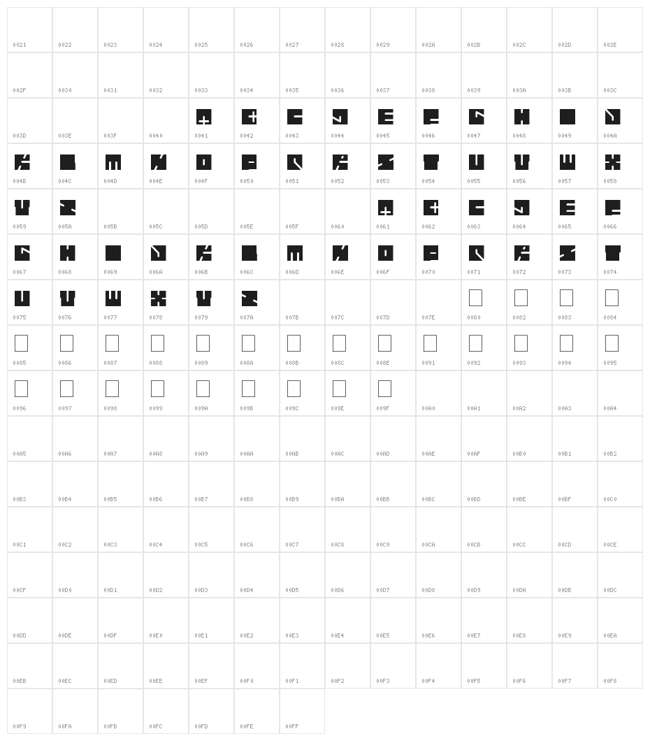 HIGHWAY PATROL Character Map