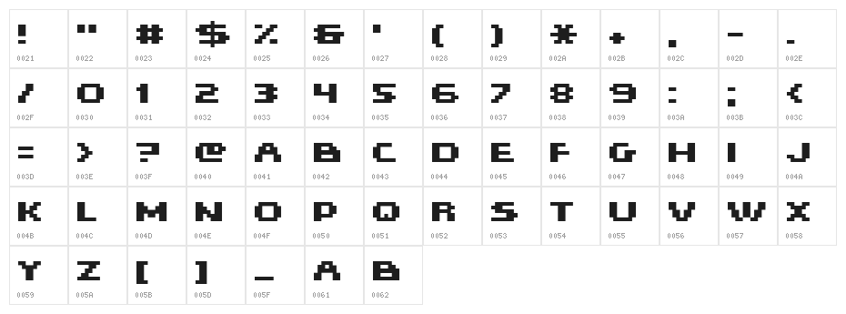 HISKYFLIPPERHIBOLD Character Map