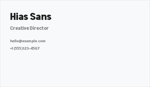 Hias Sans Business Card