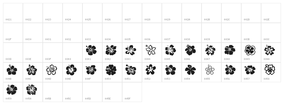 Hibiscus Character Map