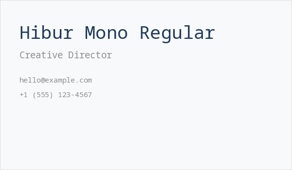 Hibur Mono Regular Business Card