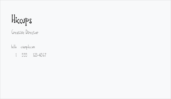 Hiccups Business Card