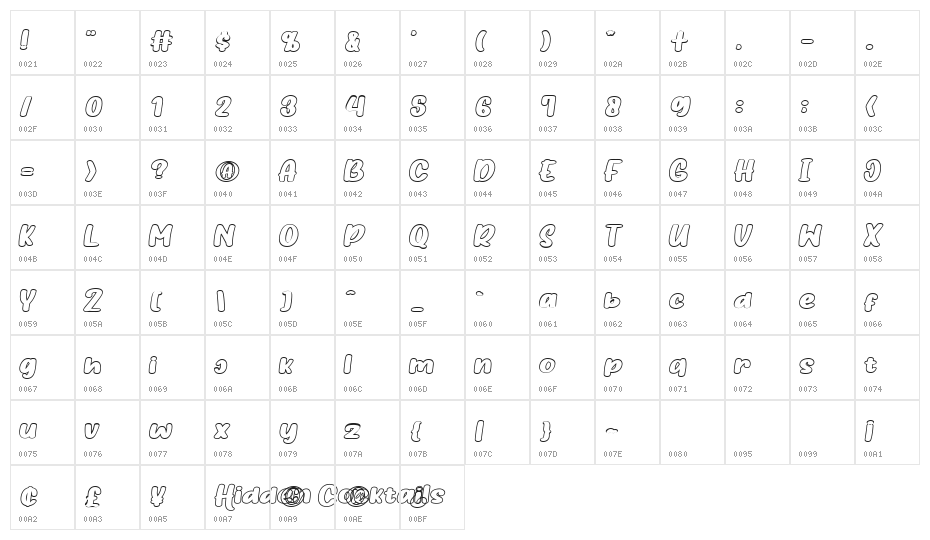 HiddenCocktails-ItalicOutline Character Map