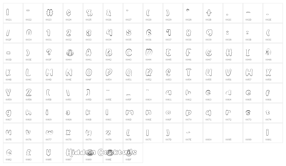 HiddenCocktails-RegularOutline Character Map