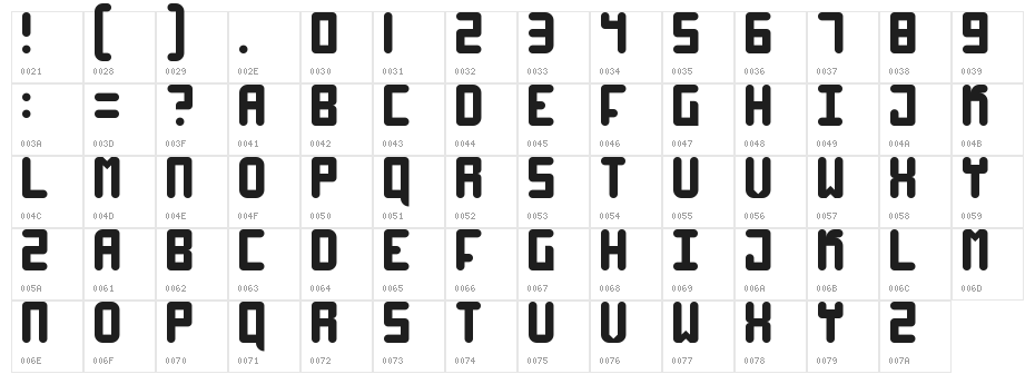 High 4 Regular Character Map