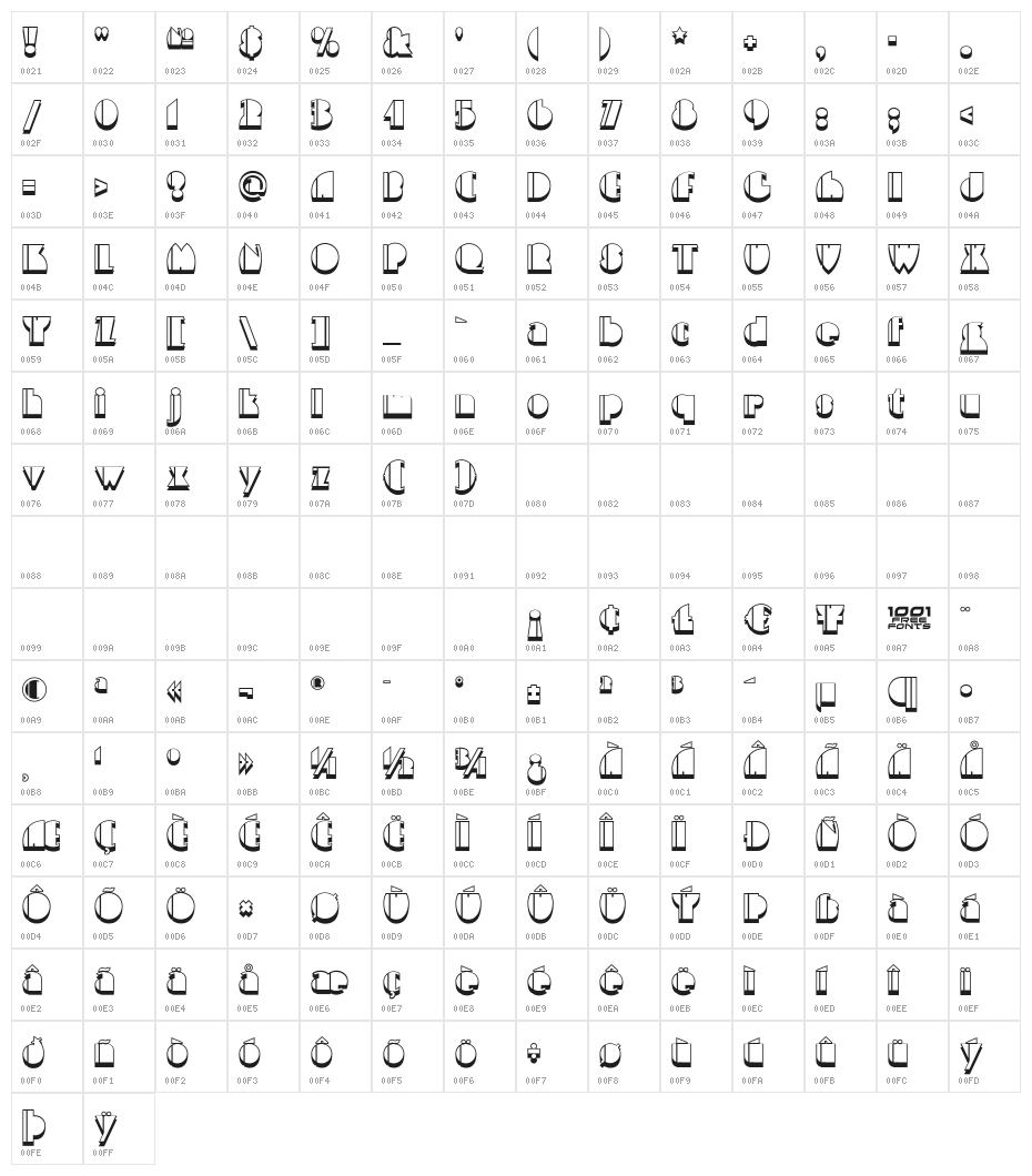 High Five Jive NF Character Map