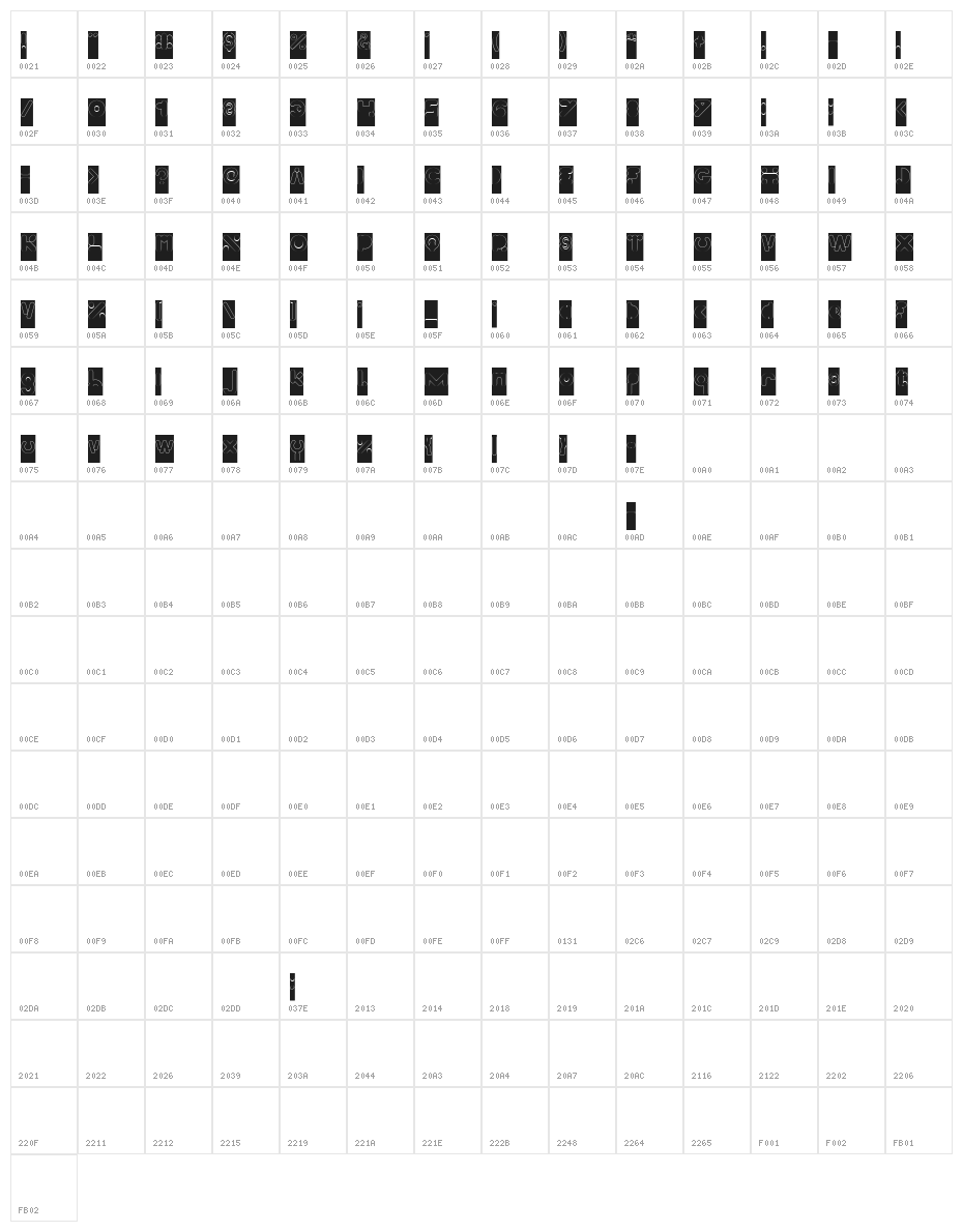 High Logic-Hollow-Inverse Character Map