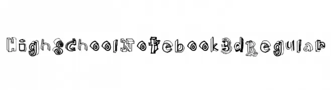 High School Notebook 3d Regular  Frei Schriftart Herunterladen