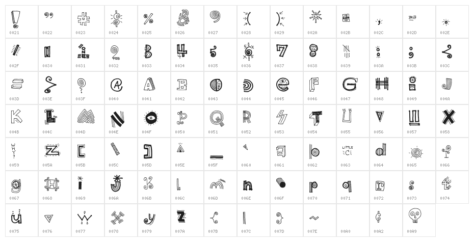 High School Notebook Regular Character Map