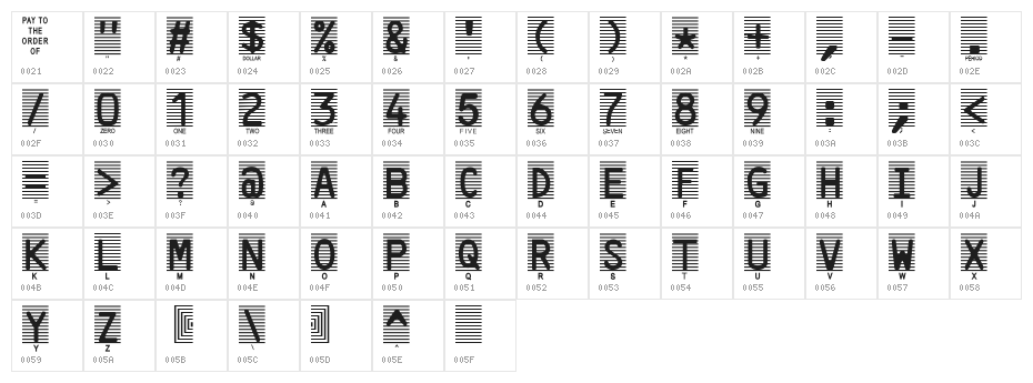 High-Security-Font Character Map