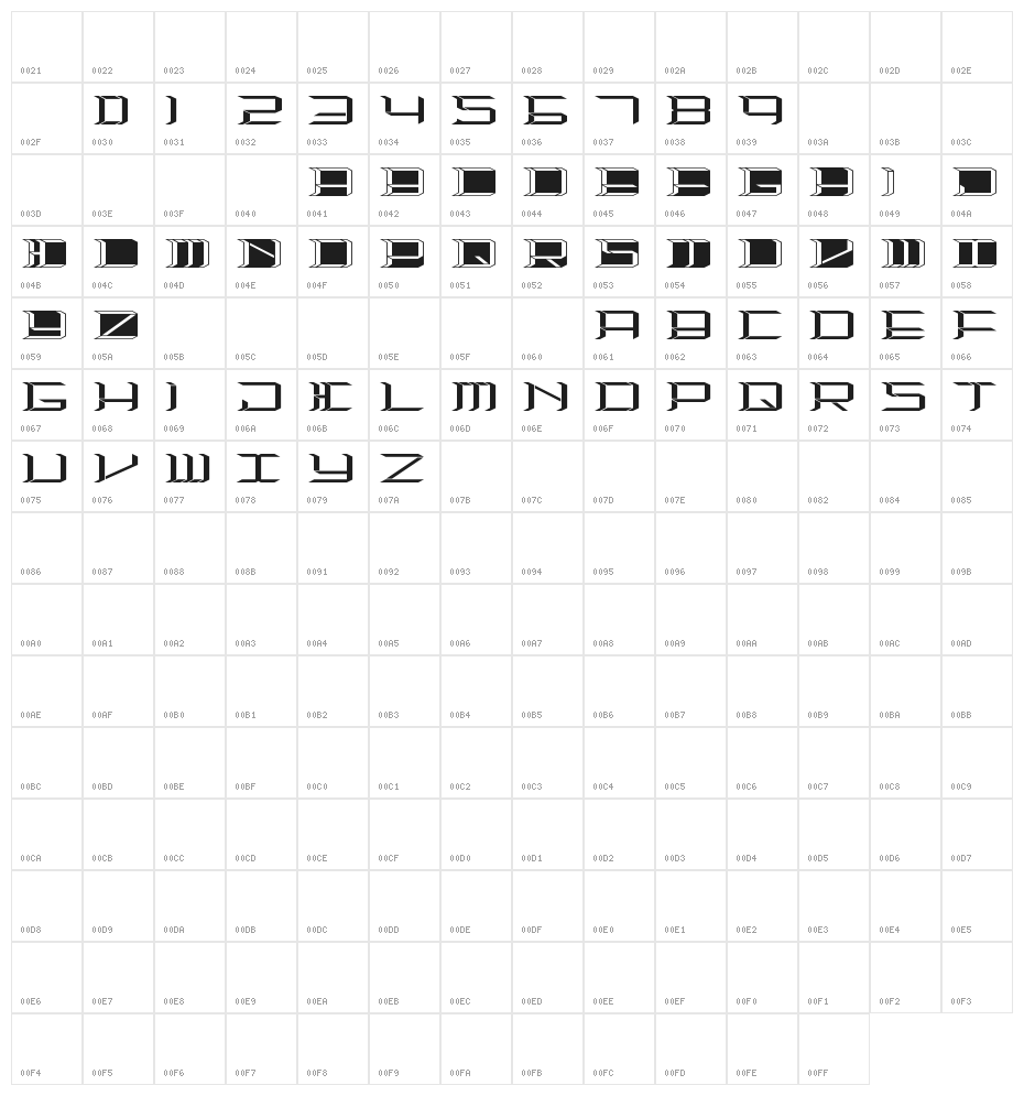 HighOrbit 2 Character Map