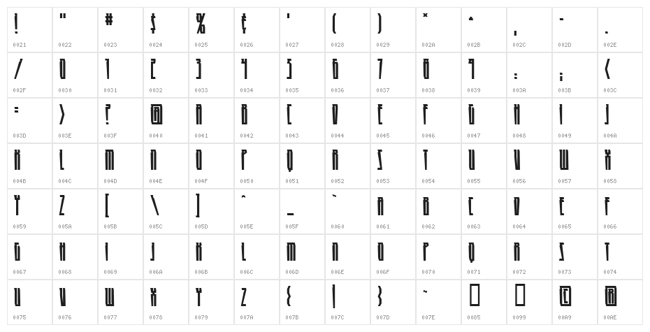 HighRise BB Character Map