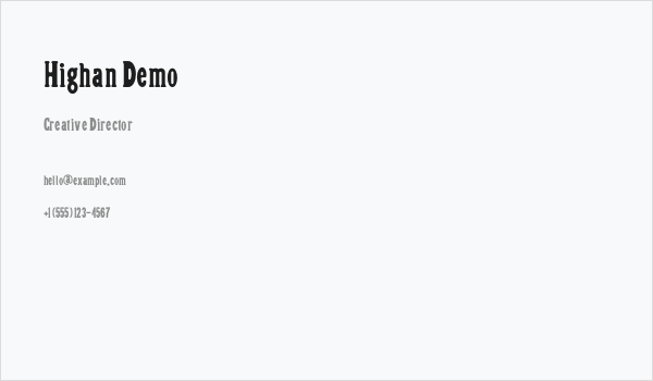Highan Demo Business Card