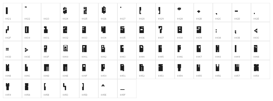 Highboot Character Map