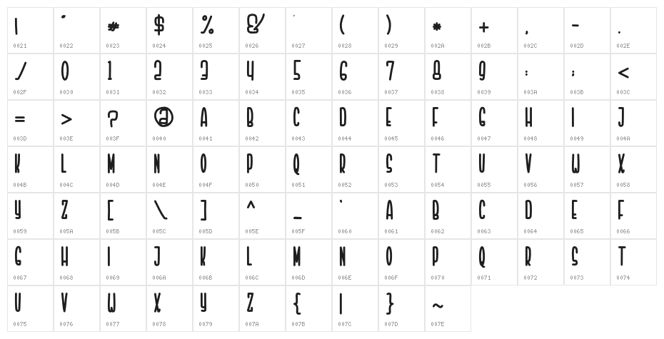 Highdream-Bold Character Map
