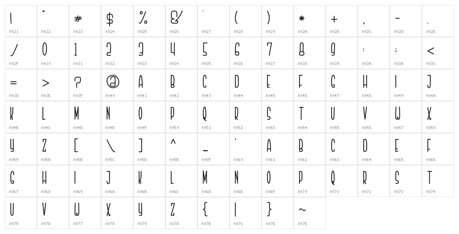 Highdream-Semibold Character Map