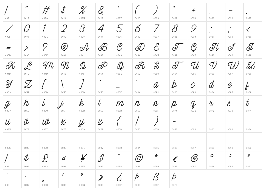 Higher Monday Regular Character Map