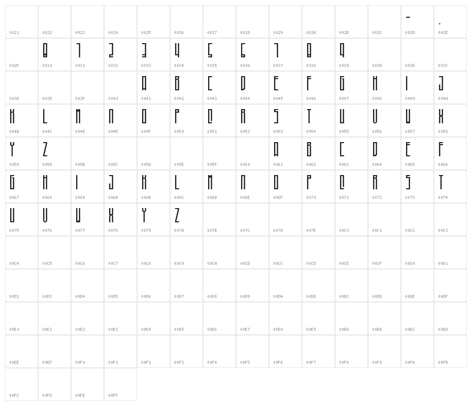 Higher(RUS BY LYAJKA) Character Map