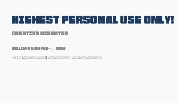 Highest PERSONAL USE ONLY! Business Card