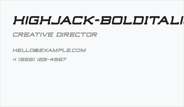 Highjack-BoldItalic Business Card