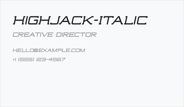 Highjack-Italic Business Card