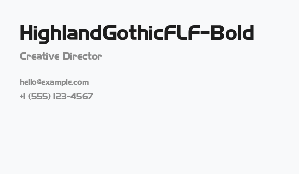 HighlandGothicFLF-Bold Business Card