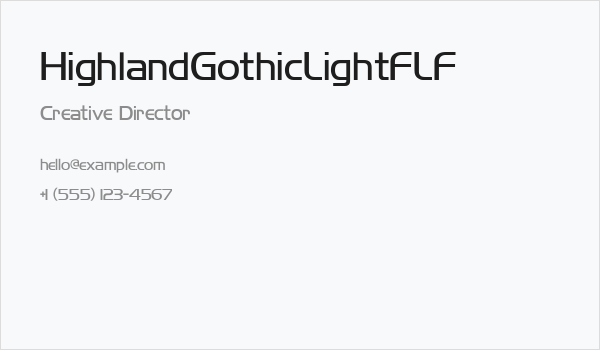 HighlandGothicLightFLF Business Card