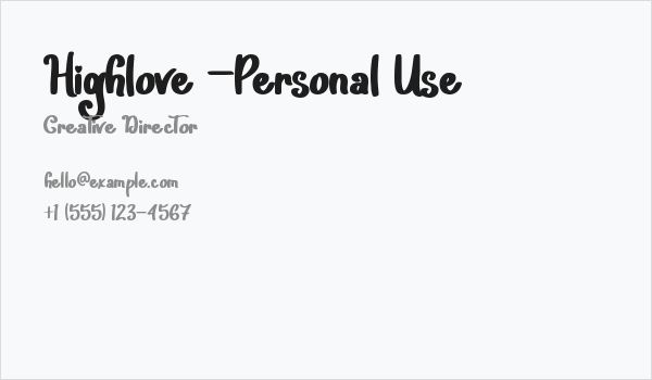 Highlove -Personal Use Business Card