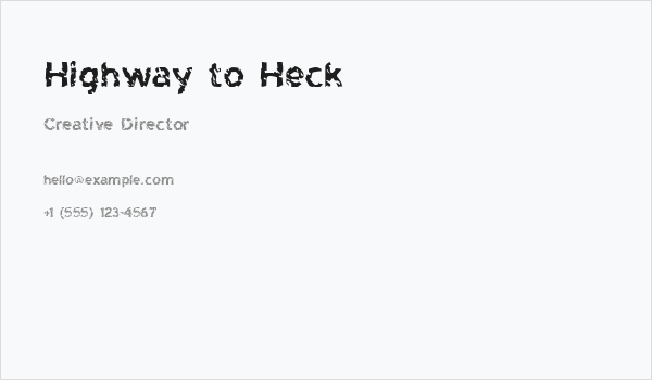 Highway to Heck Business Card