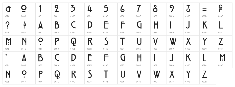 HillHouse Character Map