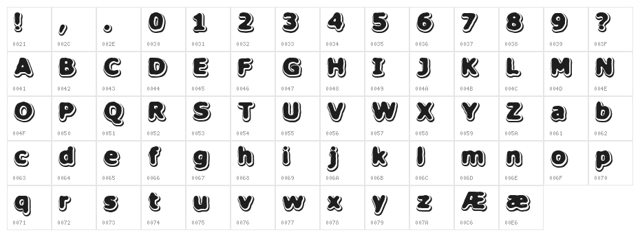 Hillock BRK Character Map
