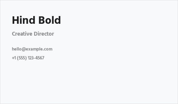 Hind Bold Business Card