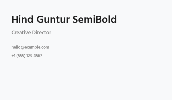 Hind Guntur SemiBold Business Card