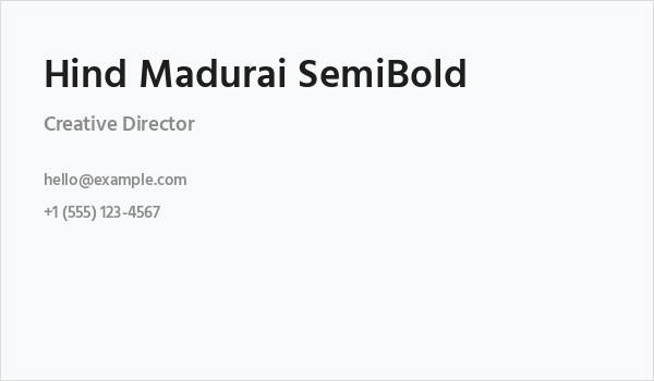 Hind Madurai SemiBold Business Card
