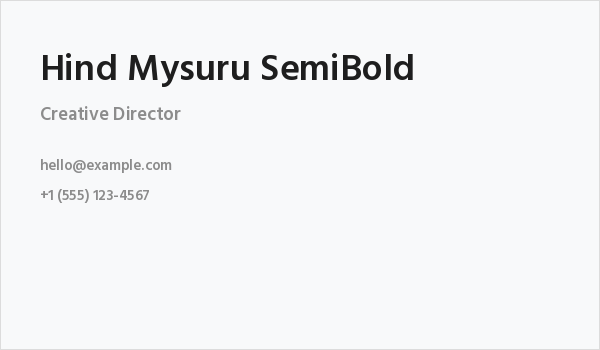 Hind Mysuru SemiBold Business Card
