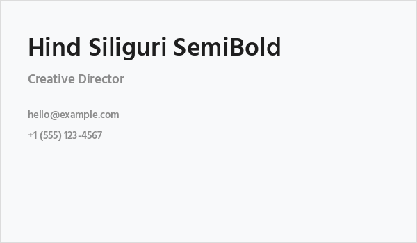 Hind Siliguri SemiBold Business Card