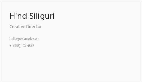 Hind Siliguri Business Card