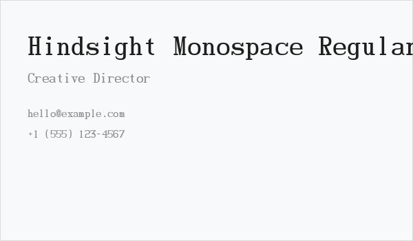 Hindsight Monospace Regular Business Card