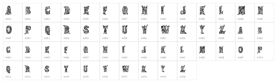 Hippie Gypsy Regular Character Map