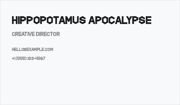 Hippopotamus Apocalypse Business Card