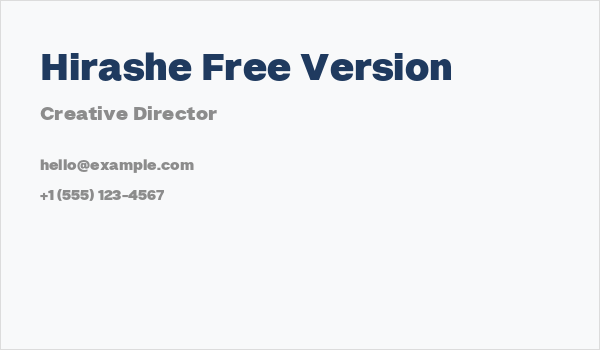 Hirashe Free Version Business Card
