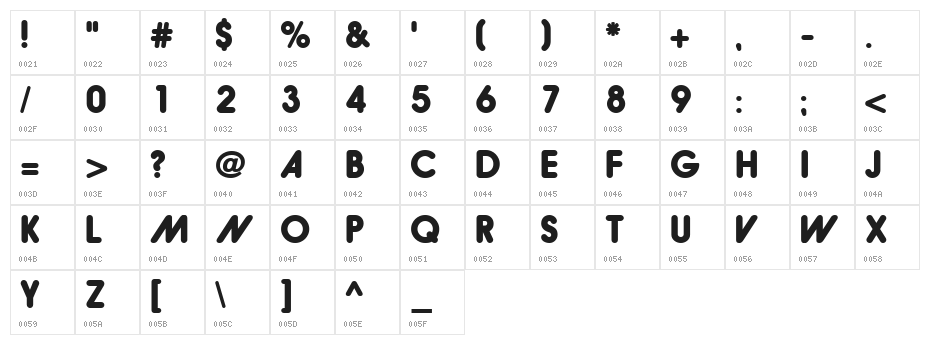 Hiruko-BlackAlternate Character Map