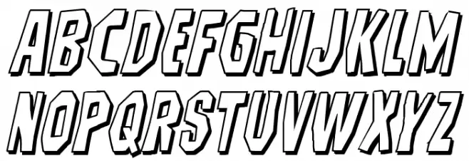 Hitchblock 3D Italic Font LOWERCASE