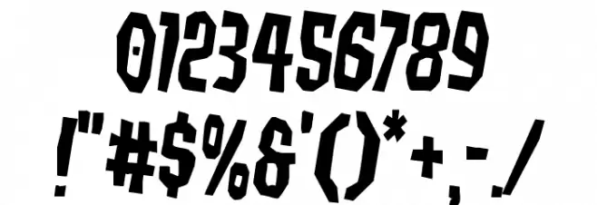 Hitchblock Staggered Rotated Font OTHER CHARS